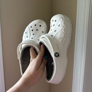 CROCS Classic White Slippers FURLINED